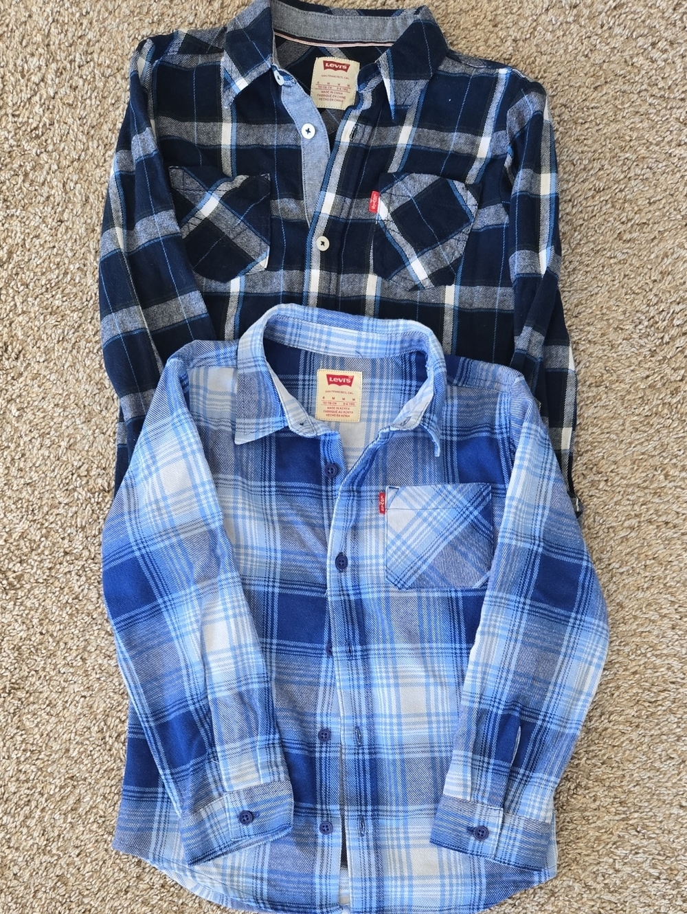 Levi's Boys Blue Plaid Button-Down Shirt Set - Navy & Light Blue. EXCELLENT COND